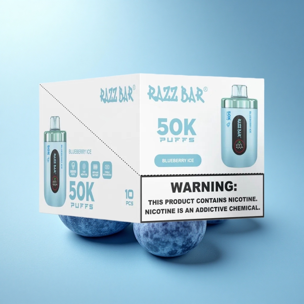 Razz Bar 50000 Puffs Rechargeable Disposable Vape Blueberry Ice