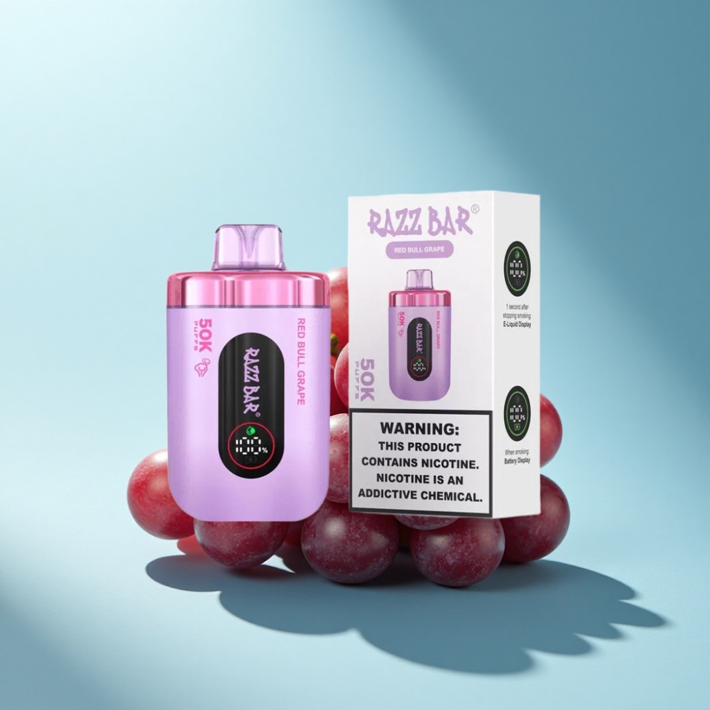 Razz Bar 50000 Puffs Red Bull Grape Rechargeable Disposable Vape