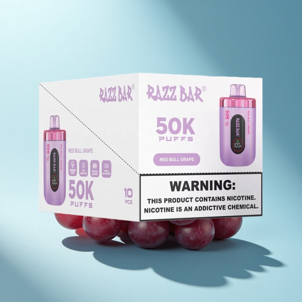 Razz Bar 50000 Puffs Red Bull Grape Rechargeable Disposable Vape