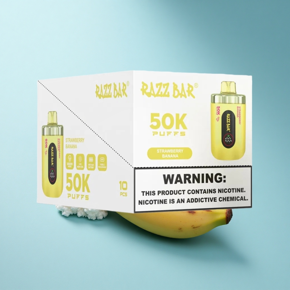 Razz Bar 50K Puffs Strawberry Banana Disposable Vape 650mAh Type-C