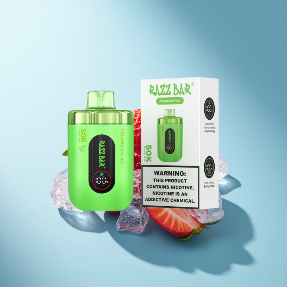 Razz Bar 50K Puffs Strawberry Ice Disposable Vape 650mAh Type-C Rechargeable