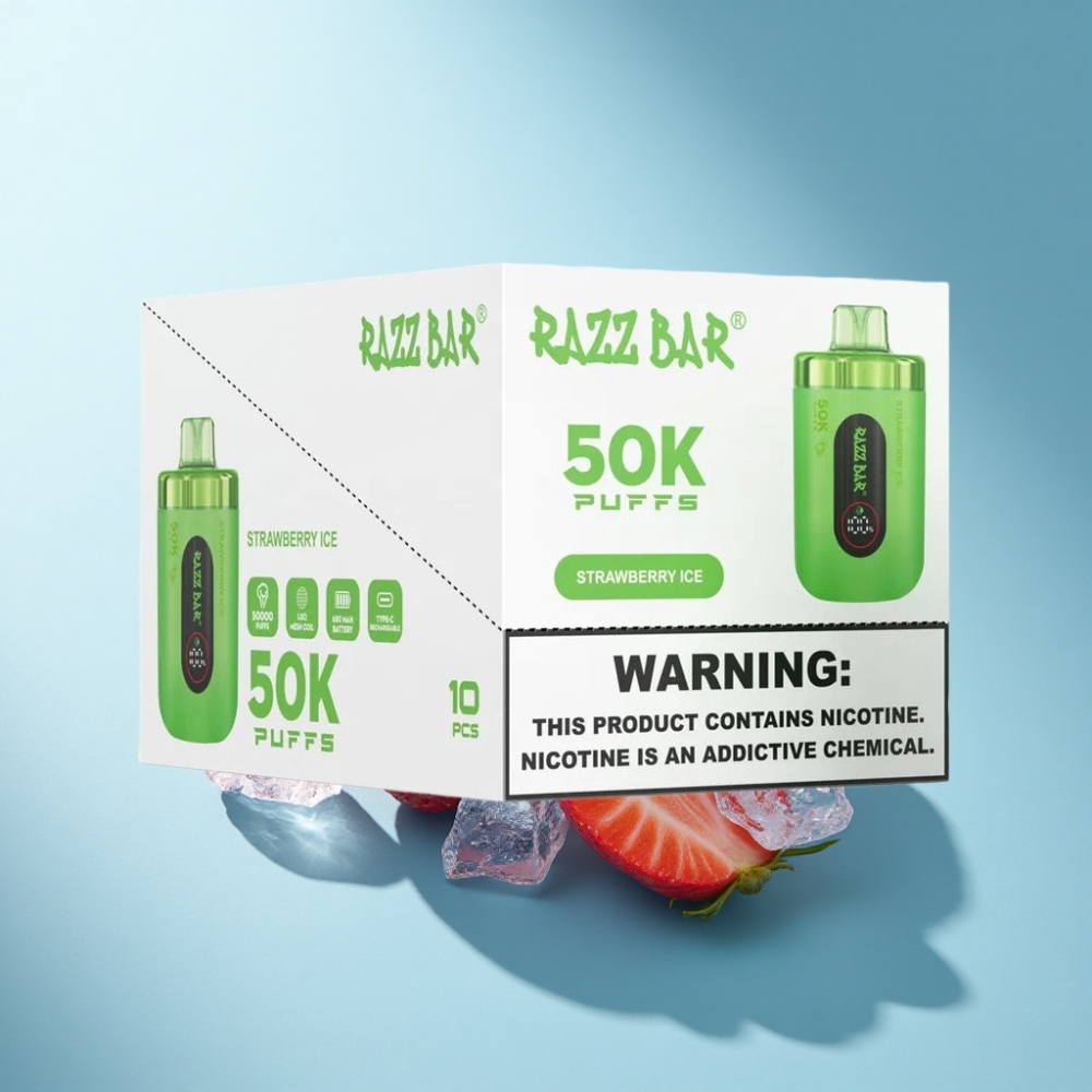 Razz Bar 50K Puffs Strawberry Ice Disposable Vape 650mAh Type-C Rechargeable