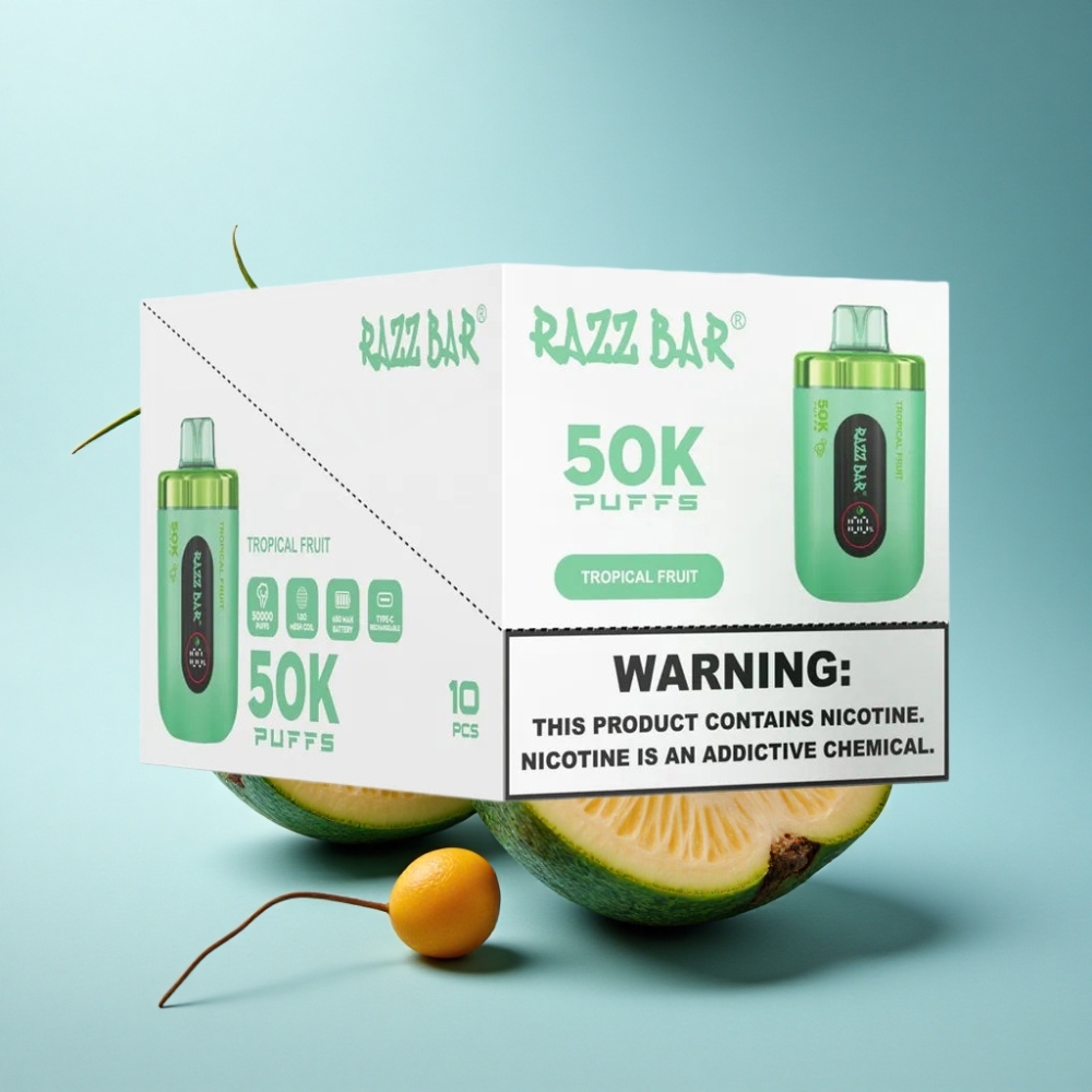 Razz Bar 50K Puffs Tropical Fruit Disposable Vape 650mAh Type-C Rechargeable