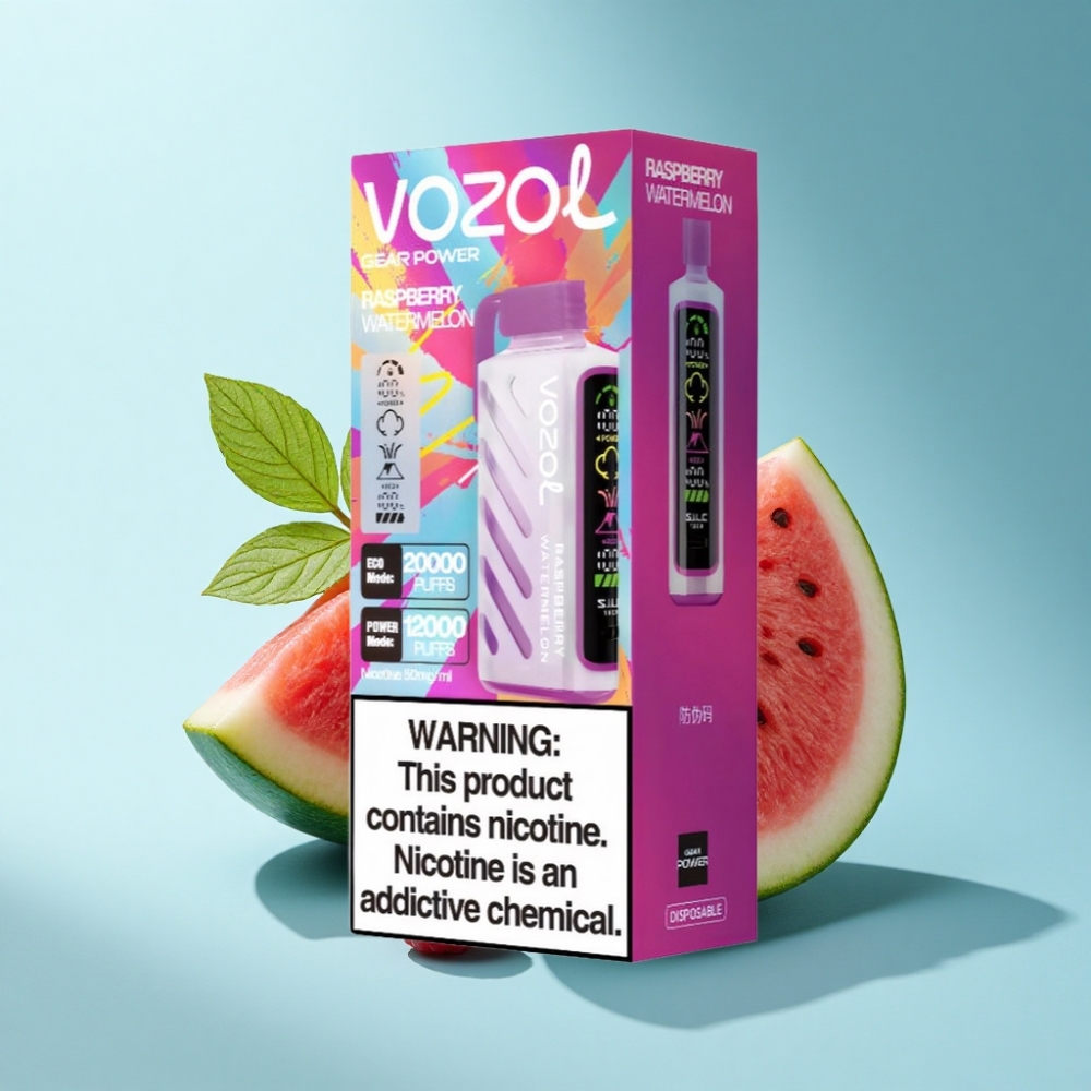 VOZOL Gear Power 20000 Puffs Dual Mesh Coil Raspberry Watermelon Disposable Vape