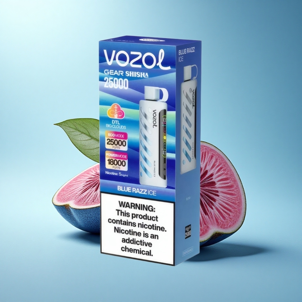 VOZOL Gear Shisha 25000 Puffs Dual Mesh Blue Razz Ice Disposable Vape