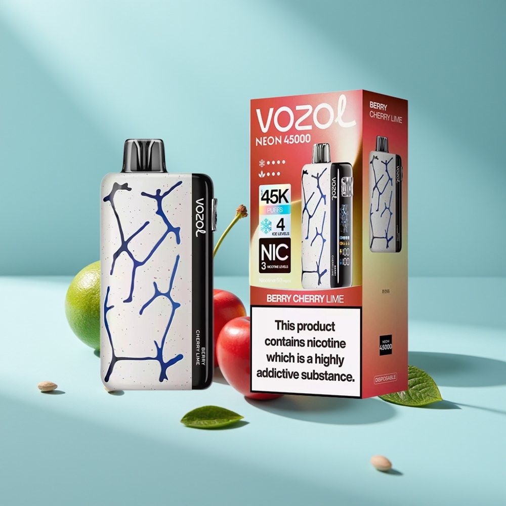 Vozol Neon 45K 45000 Puffs Adjustable Ice Airflow Disposable Vape Berry Cherry Lime