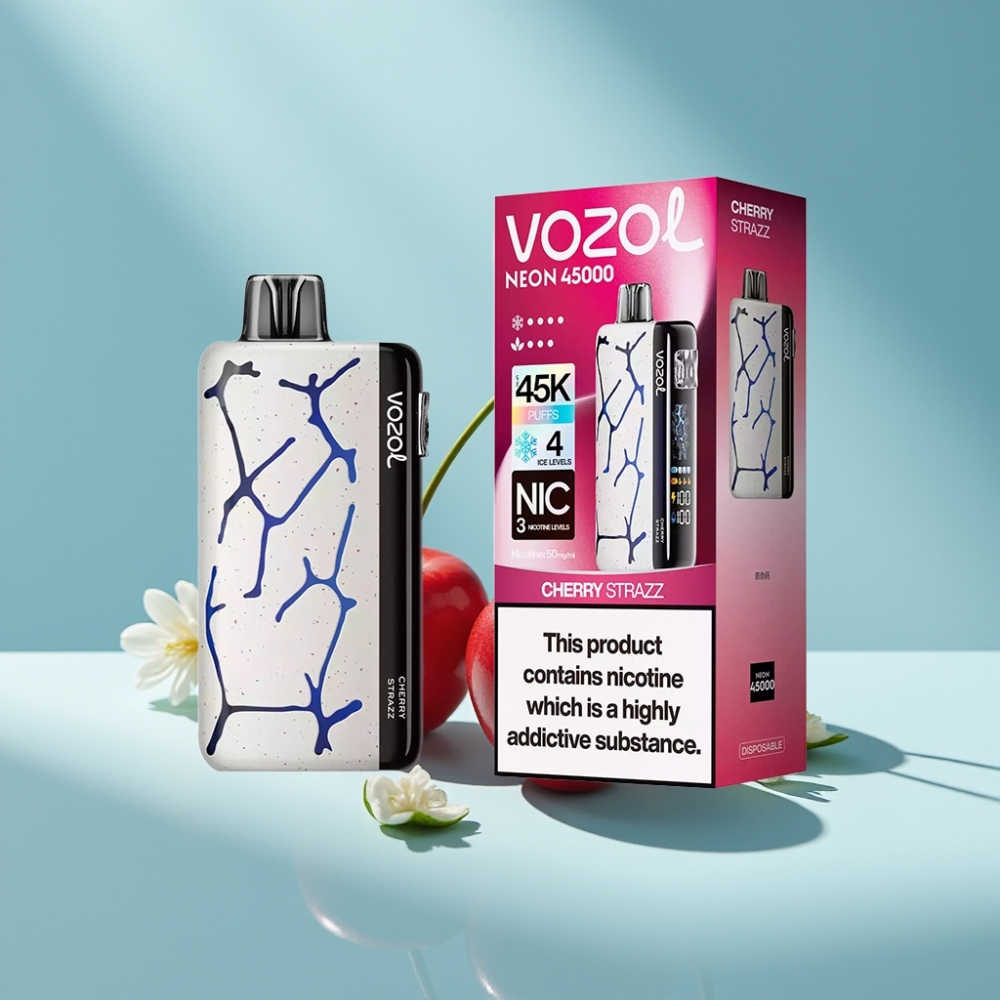 Vozol Neon 45K 45000 Puffs Adjustable Ice Airflow Disposable Vape Cherry Strazz