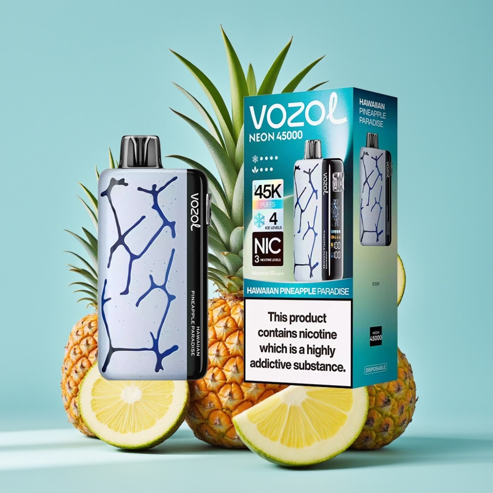 Vozol Neon 45K 45000 Puffs Adjustable Ice Airflow Disposable Vape Hawaiian Pineapple Paradise