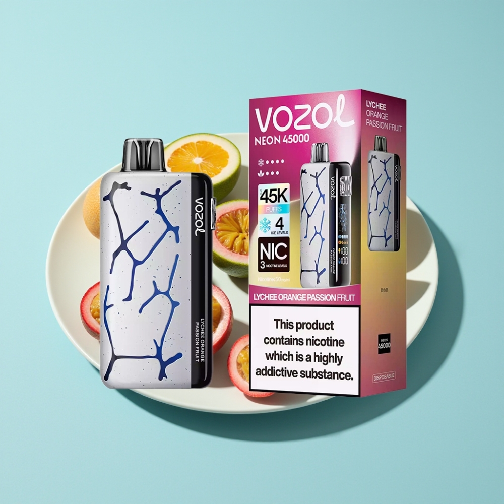 Vozol Neon 45K 45000 Puffs Adjustable Ice Airflow Disposable Vape Lychee Orange Passion Fruit