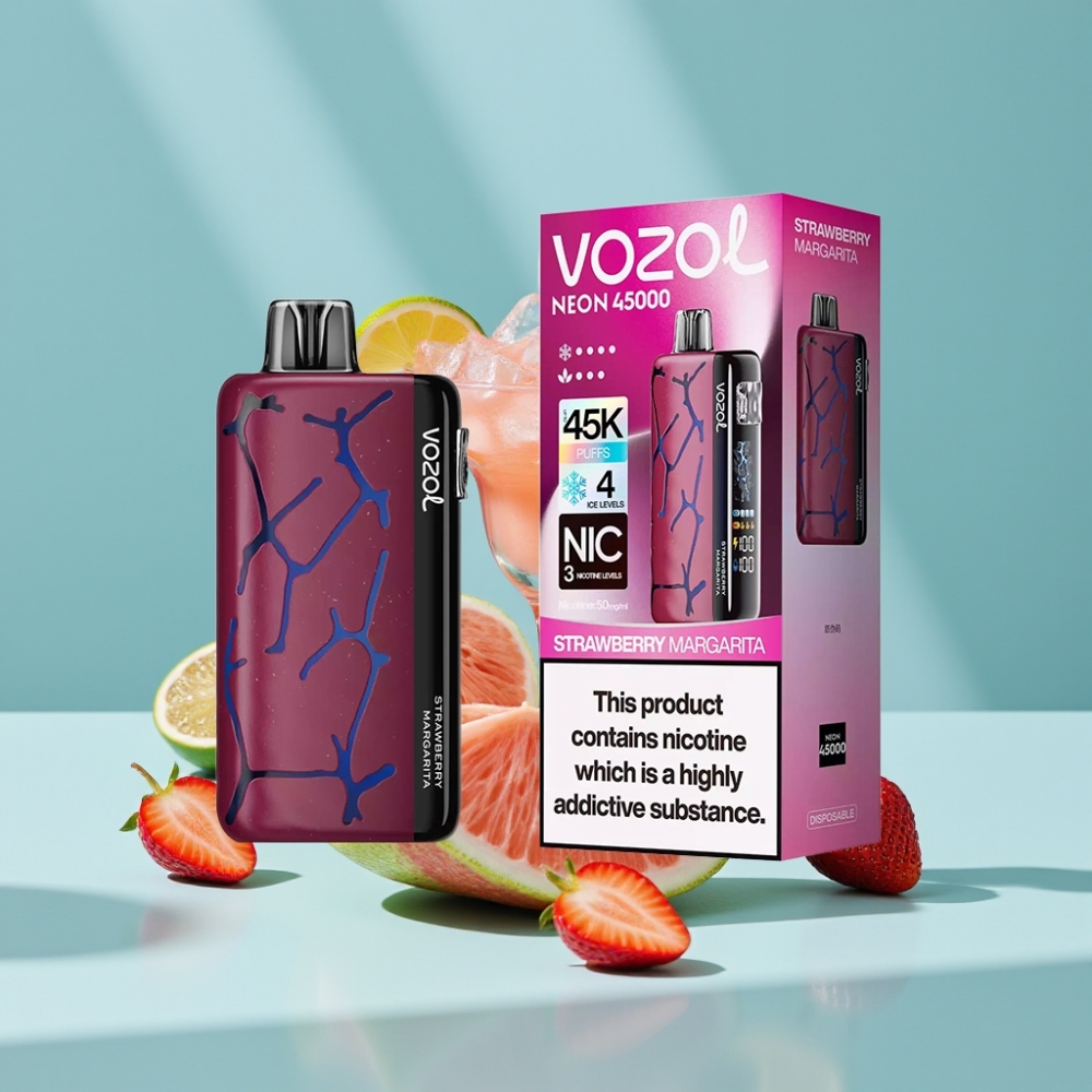 Vozol Neon 45K 45000 Puffs Adjustable Ice Airflow Disposable Vape Strawberry Margarita