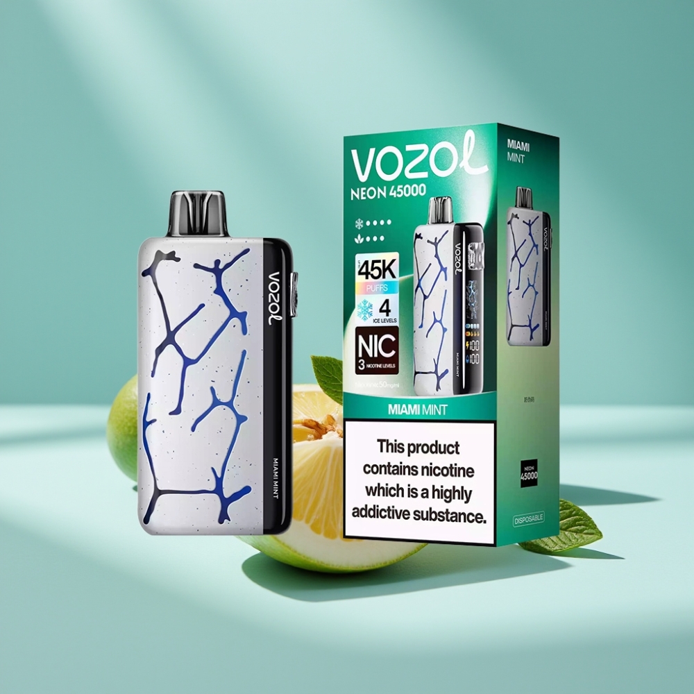 Vozol Neon 45K 45000 Puffs Adjustable Ice Airflow Miami Mint Disposable Vape