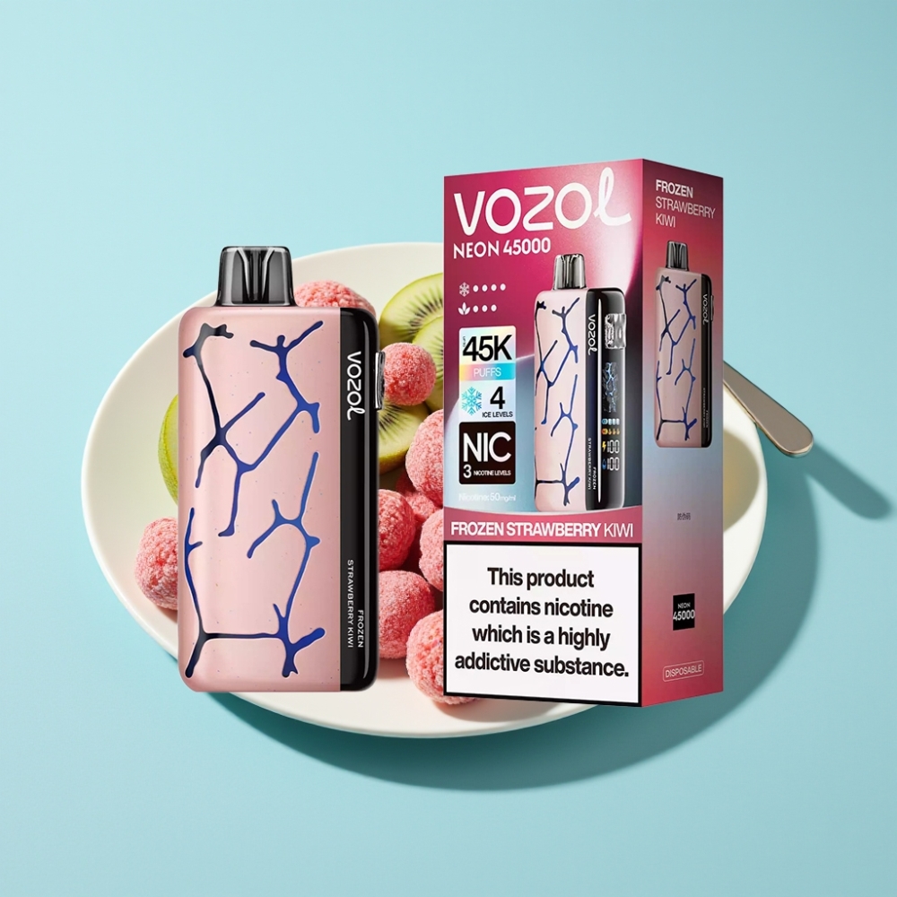 Vozol Neon 45K 45000 Puffs Disposable Vape Frozen Strawberry Kiwi Adjustable Ice Airflow